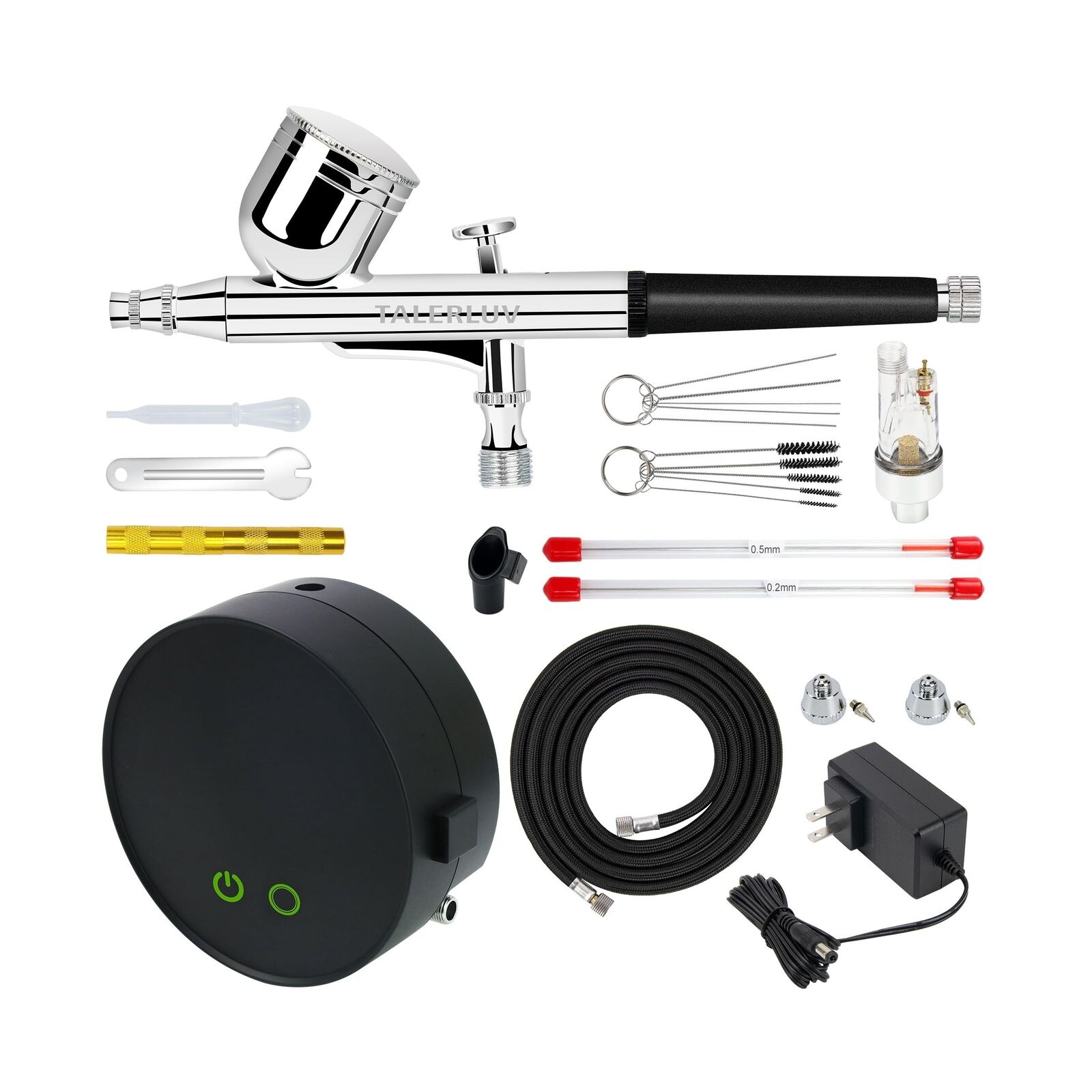 GCP Products Adjustable Airbrush Compressor Kit - 3 Psi Settings Up To 30  Psi, Dual Action