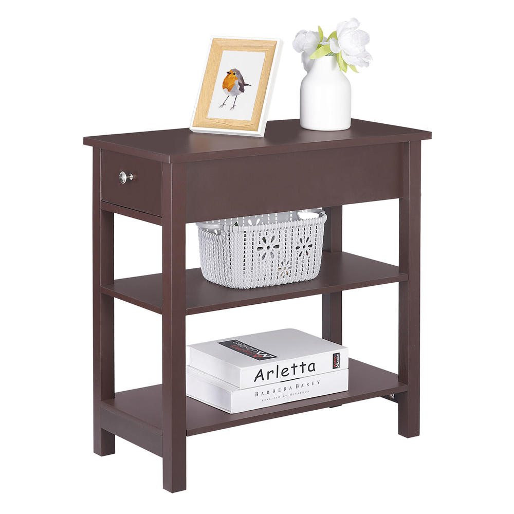 GCP Products End Table Narrow Side Table Slim End Table With Drawer Storage Shelf Living Room