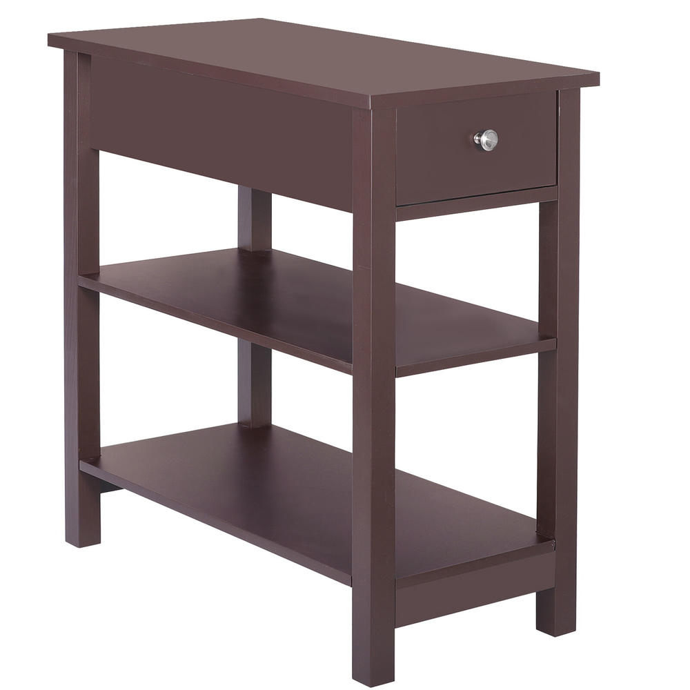 GCP Products End Table Narrow Side Table Slim End Table With Drawer Storage Shelf Living Room