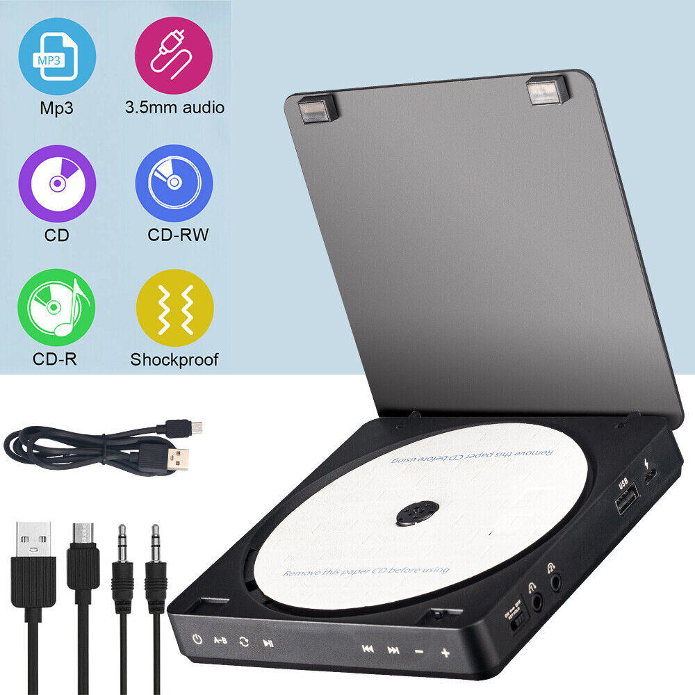 GCP Products Portable Cd Mp3 Cd Player W/Two Headphone Jacks Anti-Skip For Car Rechargeable