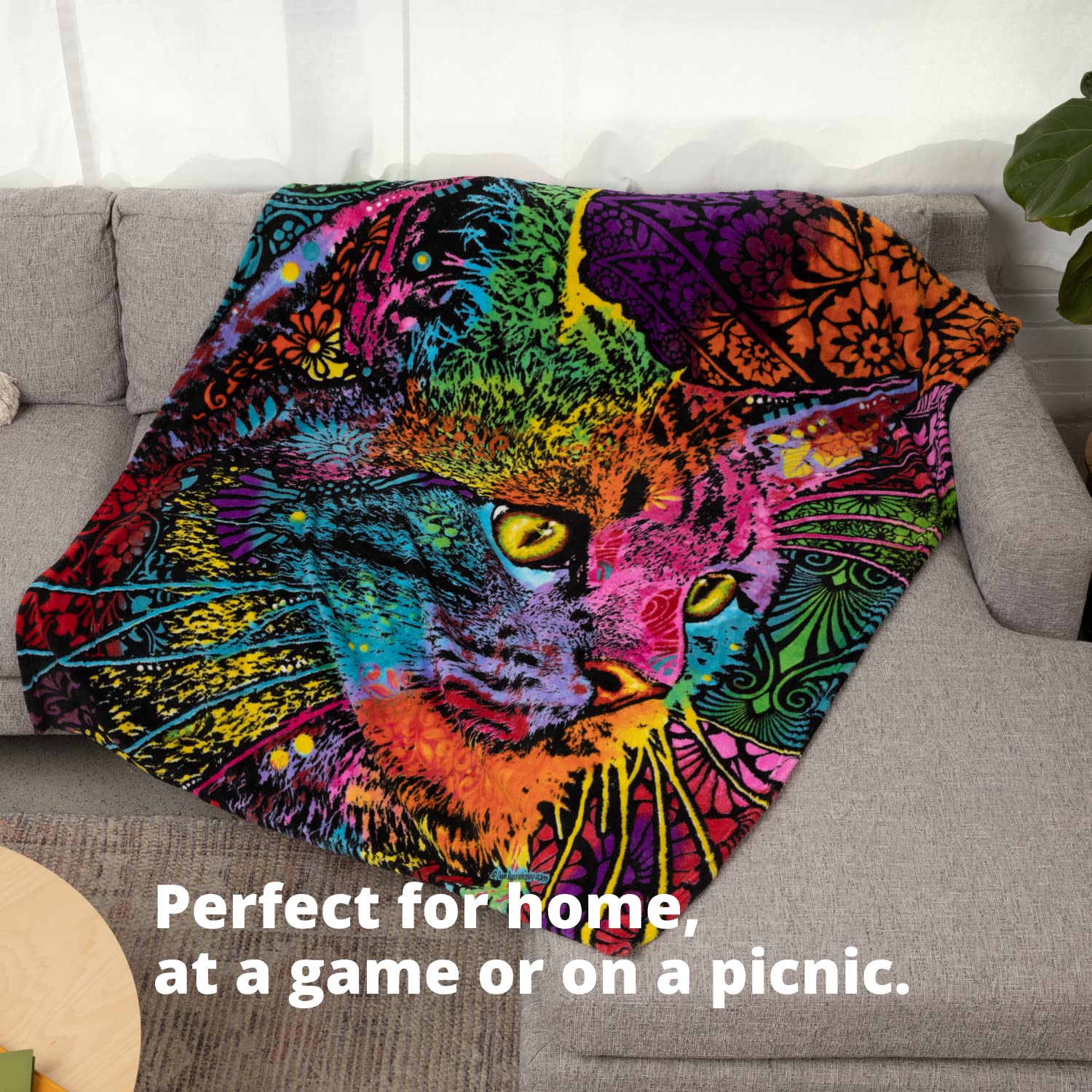 Great Choice Products Colorful Cat Fleece Blanket For Bed, 50" X 60" Dean Russo Rainbow Cat Fleece Throw Blanket For Women, Men And Kids - Super So…