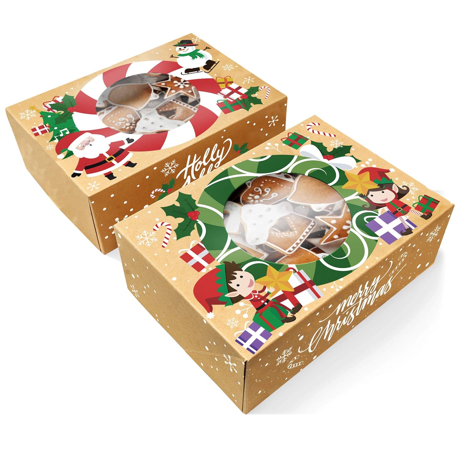 Great Choice Products Christmas Cookie Boxes - Bulk 12 Pack Kraft