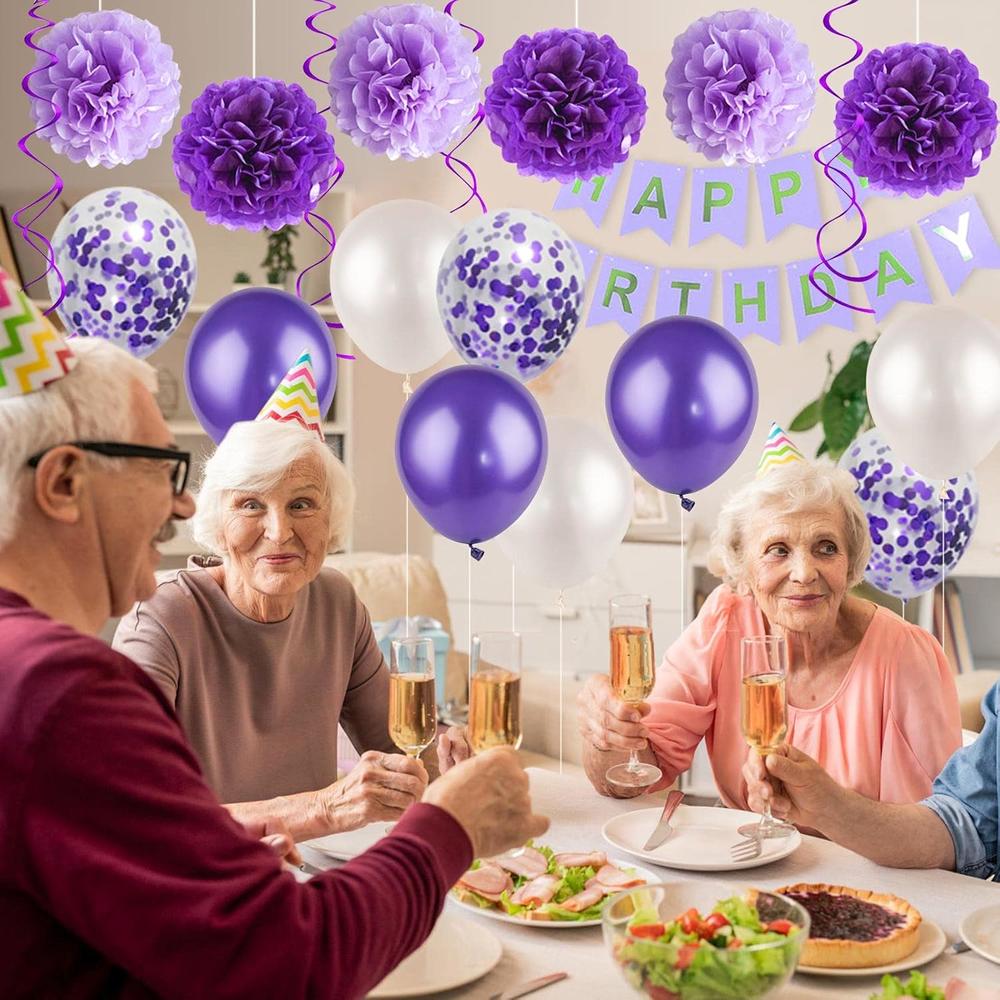 Great Choice Products Purple White Birthday Party Decoration Kit ...