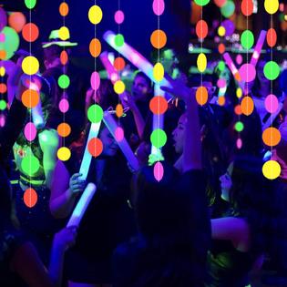 Great Choice Products Neon Paper Circles Garland Rave Black Light Birthday  Decorations, Glow In The Dark