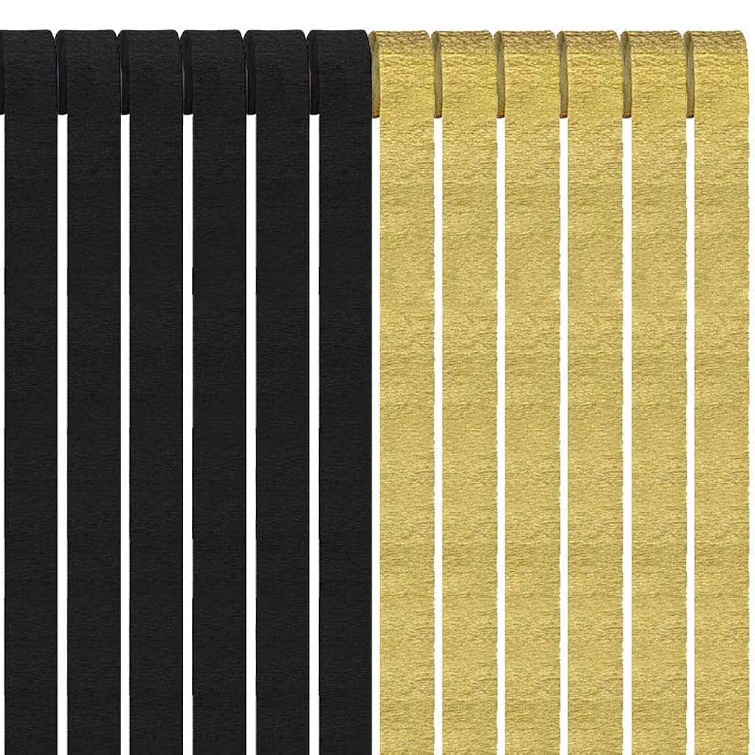 Great Choice Products 81 Feet Black And Gold Party Streamers, 6 Rolls