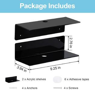 Great Choice Products 9 Inch Acrylic Floating Shelf No Drill Adhesive Wall  Shelf Set Of 2