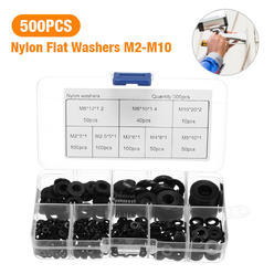 Great Choice Products 500 Pcs Nylon Rubber Flat Ring Washer Gaskets Black M2 M2.5 M3 M4 M5 M6 M8 Kit