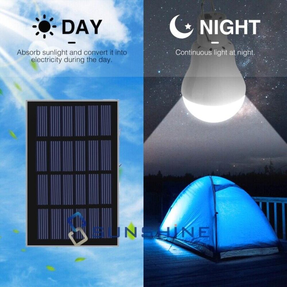 Great Choice Products Set Of 2 Solar Panel Powered Led Bulb Light Portable Outdoor Garden Camping Lamp