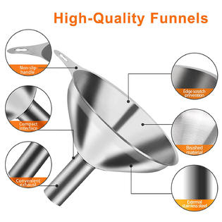 Great Choice Products 6 Pcs Stainless Steel Mini Funnels For Kitchen Use  Large Tiny Small Funnel