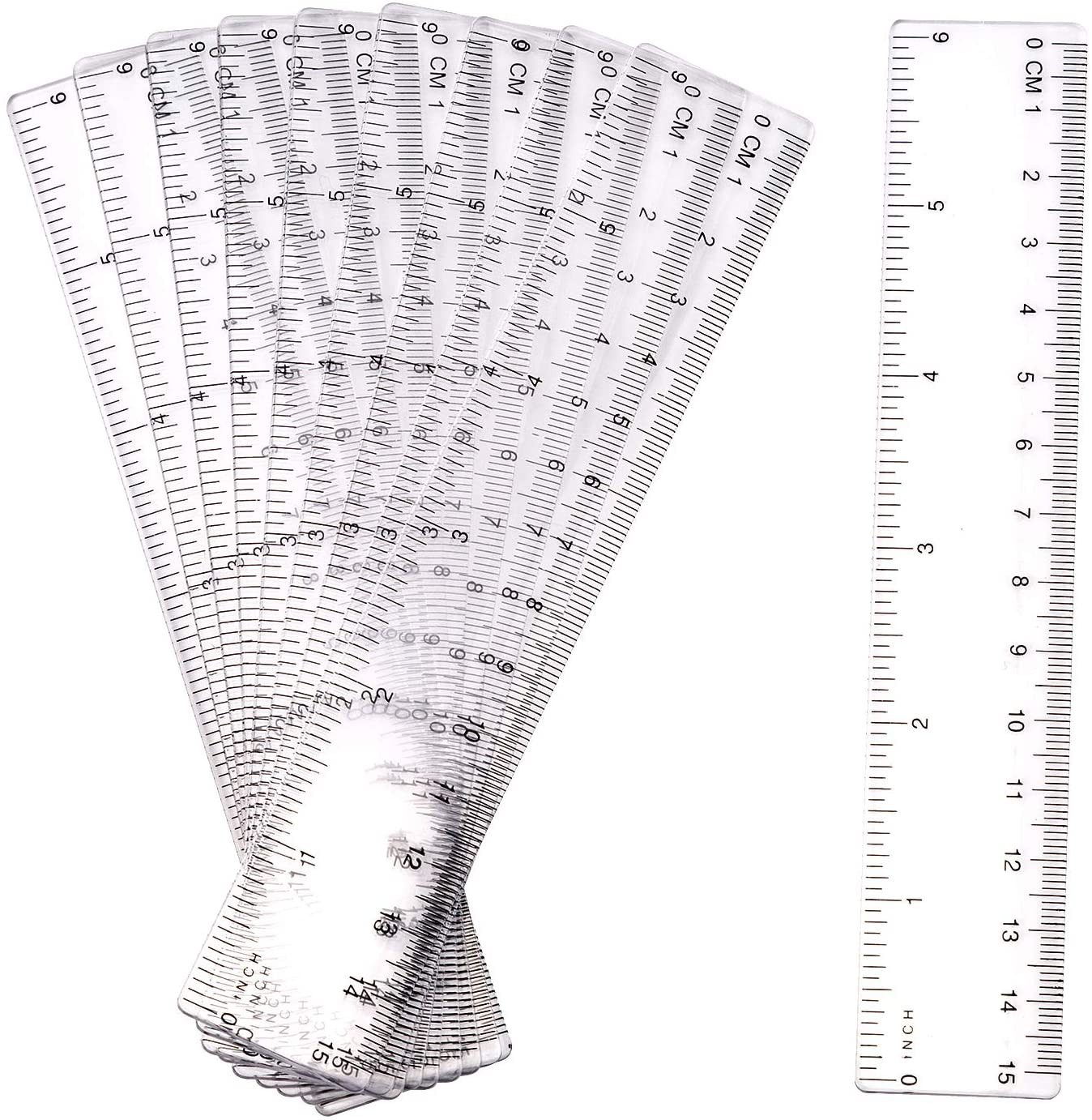 Great Choice Products 10 Pack Clear Plastic Ruler 15Cm 6 Inch
