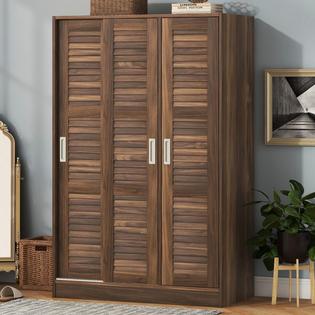 Great Choice Products 3 Doors With Sliding Wooden Armoire Wardrobe