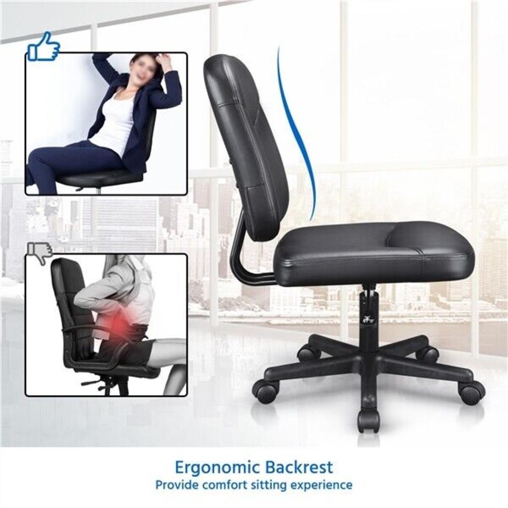 Great Choice Products Armless Leather Desk Chair Low-Back Adjustable Computer Office Chair Task Chair