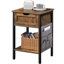 Great Choice Products Nightstand End Table With Drawer & Shelf Side Table With Fabric Storage Bag