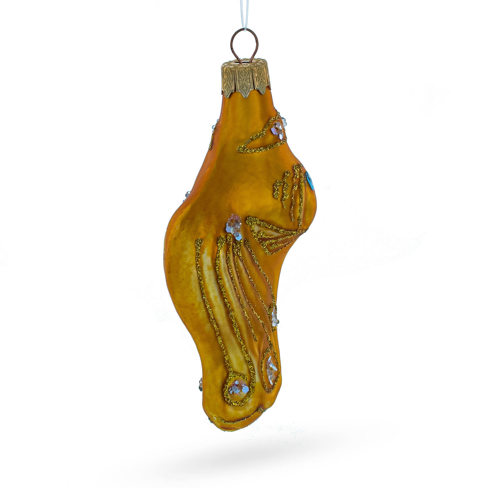 Great Choice Products Golden Fish With Blue Eyes Glass Christmas Ornament