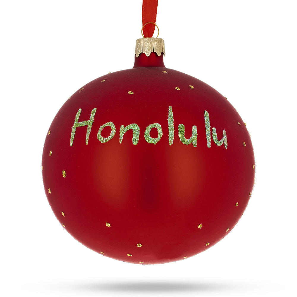 Great Choice Products Honolulu, Hawaii Glass Ball Christmas Ornament 4 Inches