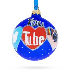 Great Choice Products Connected World: Social Networks Blown Glass Ball Christmas Ornament 3.25 Inches