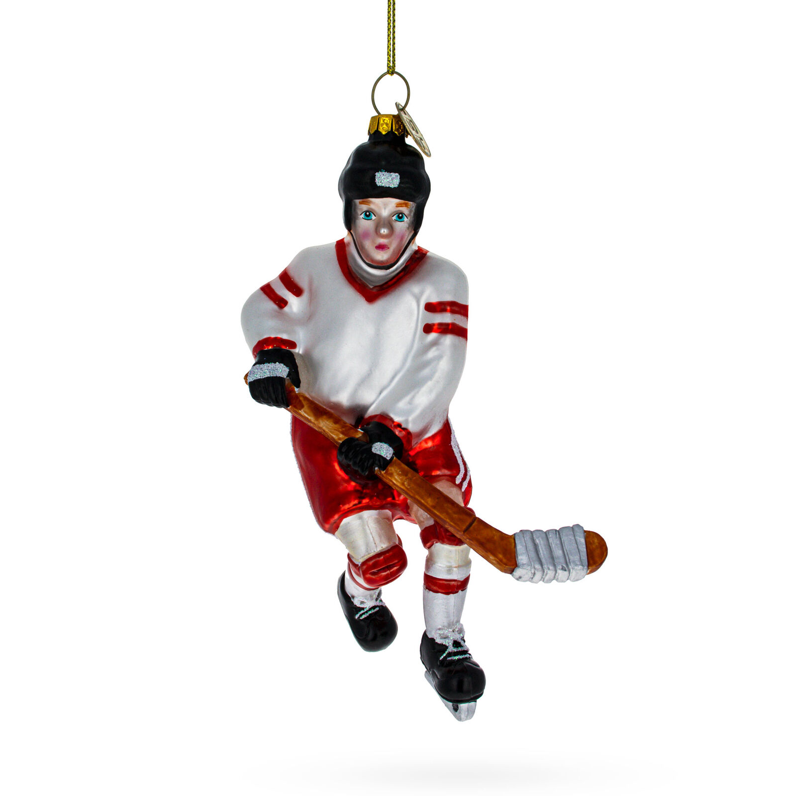 Great Choice Products Skilled Hockey Player - Blown Glass Christmas Ornament