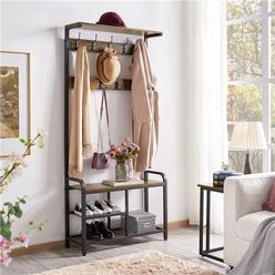 Great Choice Products 72'' Hall Tree 3-In-1 Coat Rack Shoe Bench W/ 23 Hooks Entryway Storage Shelf