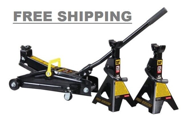 Great Choice Products Hydraulic Floor Jack Trolley Jack 2.25 Tons Capacity And 2 Jack Stands Bundle