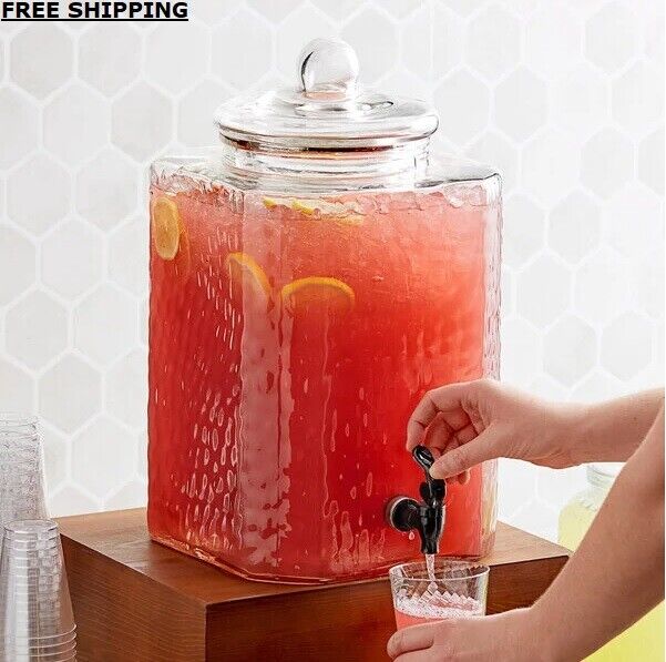 Great Choice Products 5 Gallon Hammered Glass Beverage Drink Water Ice Tea Dispenser Jar Commercial