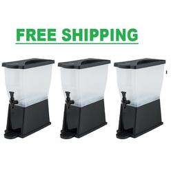 Great Choice Products 3 Pack Black 3 Gallon Plastic Iced Tea Punch Juice Beverage Drink Dispenser