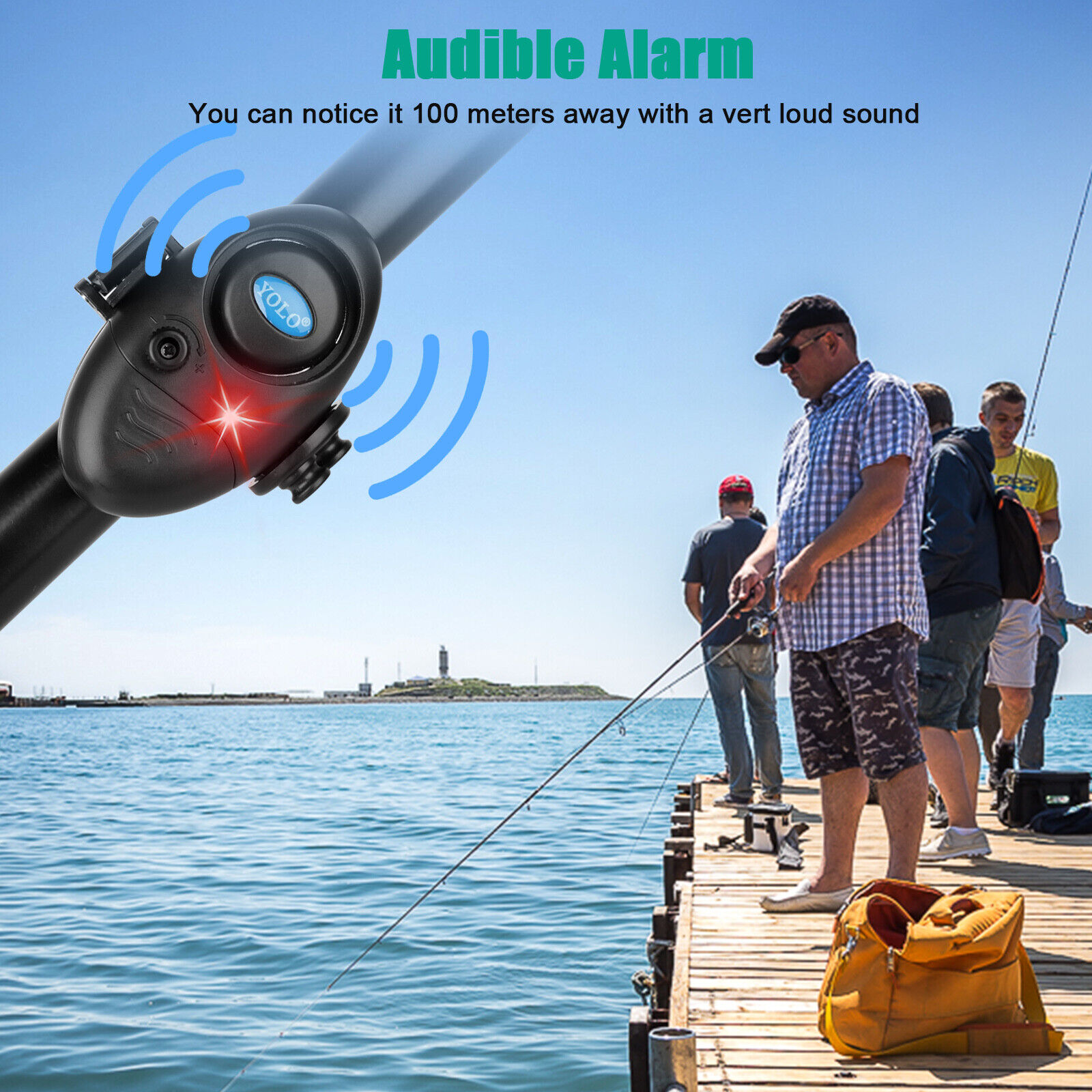 Great Choice Products 4Pcs Fish Bite Alarm Alert Bell Led Light Bait Sound Warning Clip On Fishing Rod