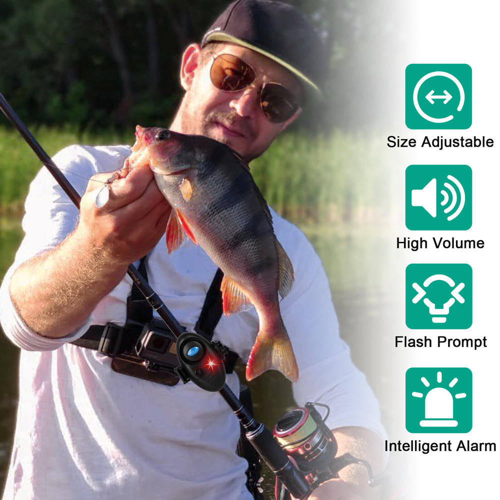 Great Choice Products 4Pcs Fish Bite Alarm Alert Bell Led Light Bait Sound Warning Clip On Fishing Rod