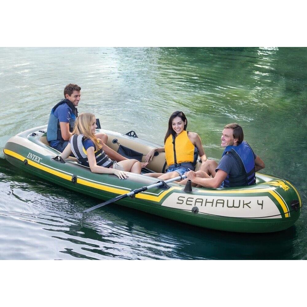 Intex Seahawk 4 Inflatable Boat Set with Aluminum Oars and Pump