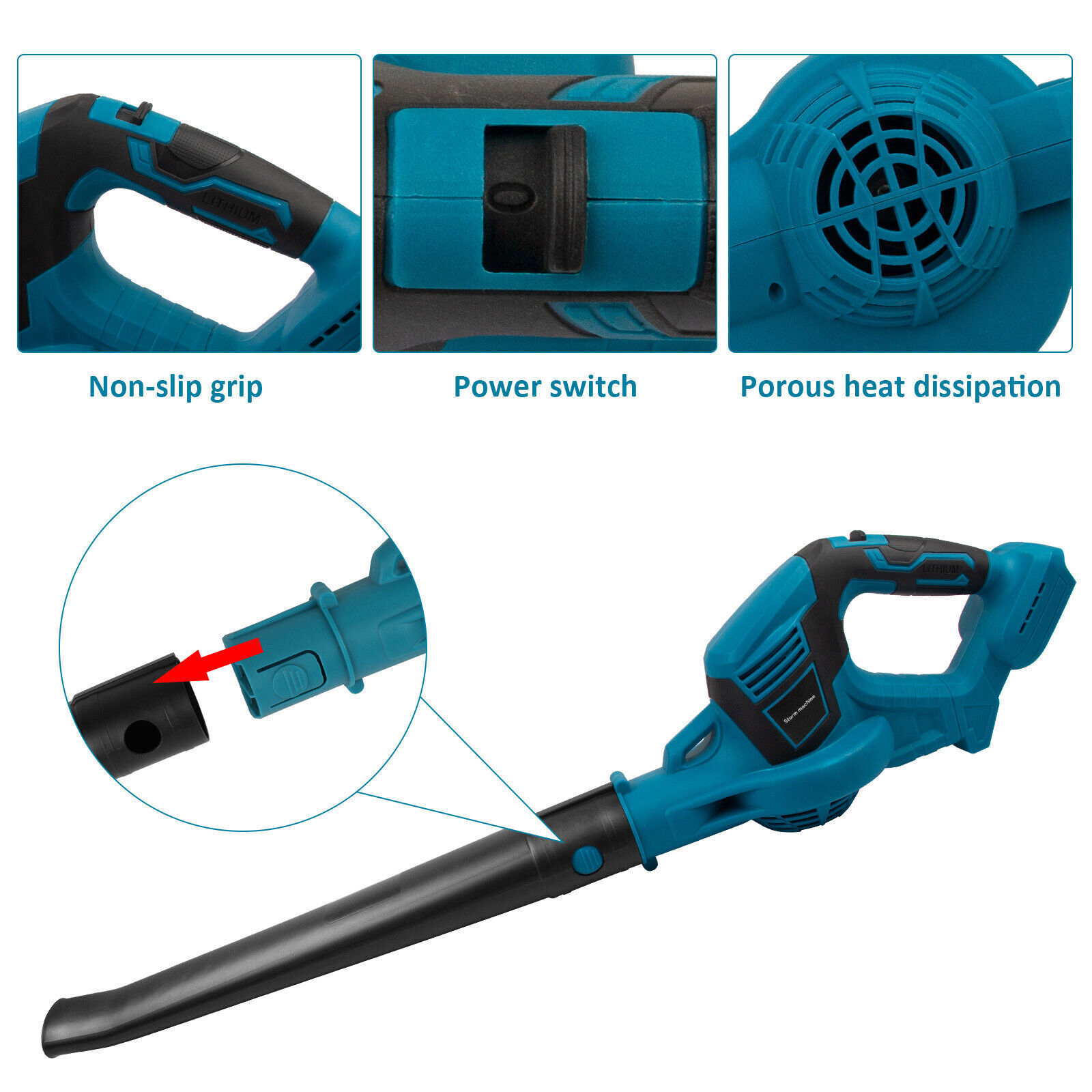 Great Choice Products Cordless Leaf Blower For 18V Makita Lithium Fixed Speed Electric Leaf Blower