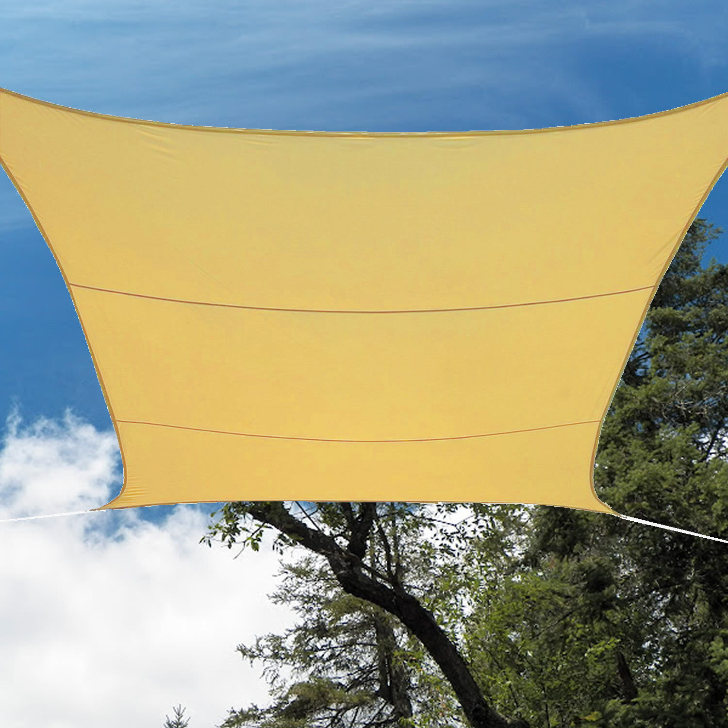 Great Choice Products Deluxe Sand Beige Waterproof Polyester 16.5’ Foot Square Sun Sail Shade Uv Safe