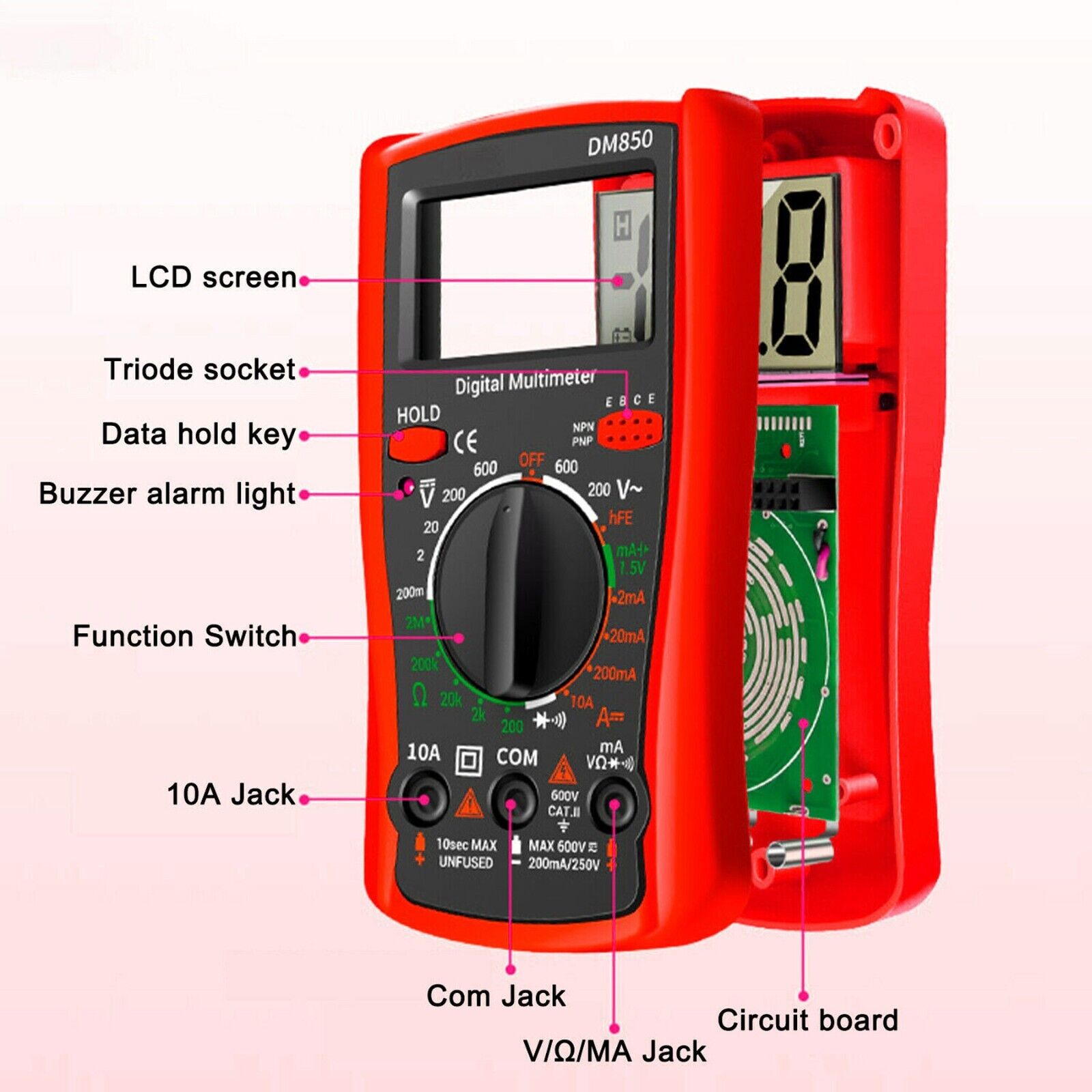 Great Choice Products Digital Multimeter Voltmeter Dm850 Ac Dc Ammeter Ohmmeter Volt Meter Tester Ohm