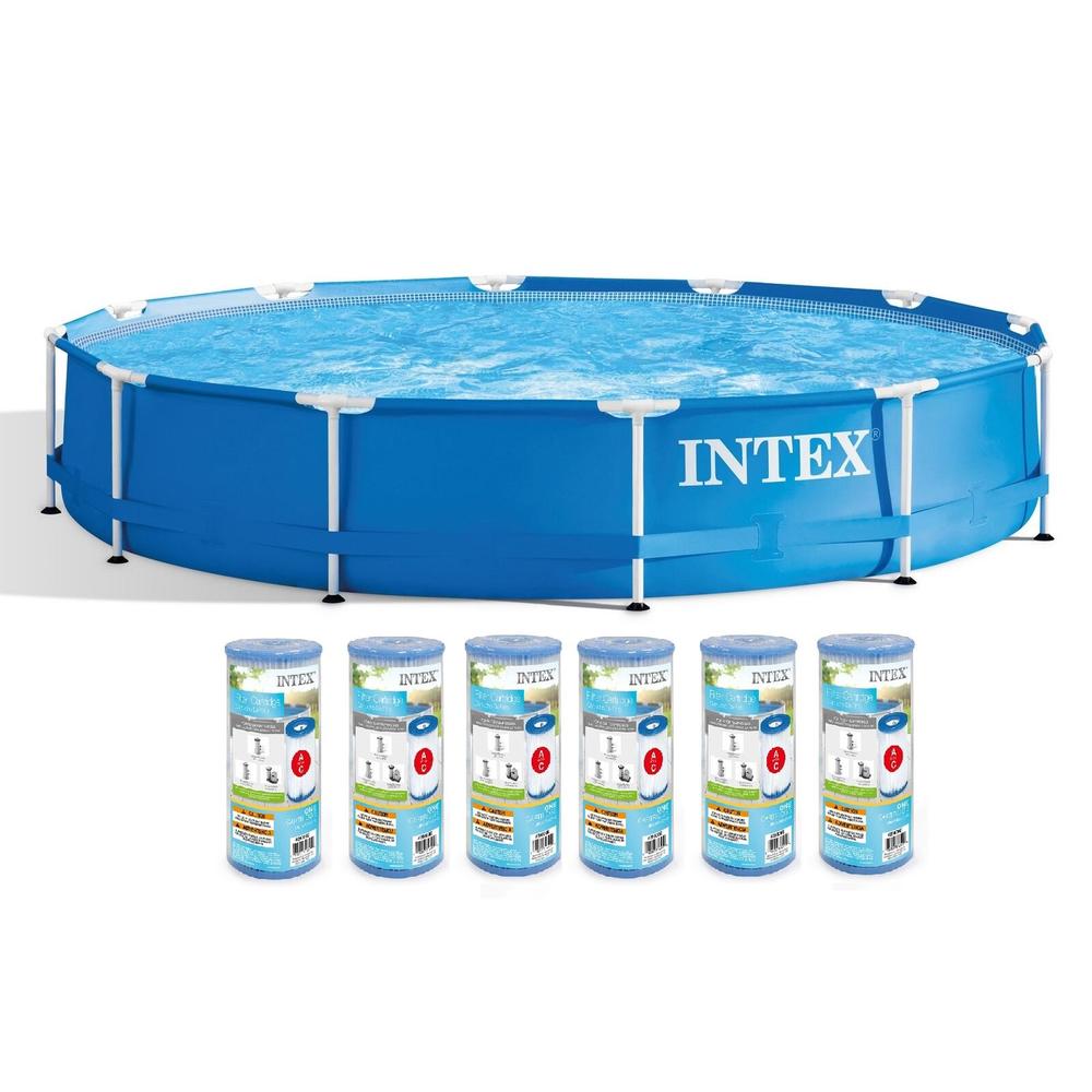 Intex 12foot x 30inch Metal Frame Set Swimming Pool with 530 GPH Pump and Filter