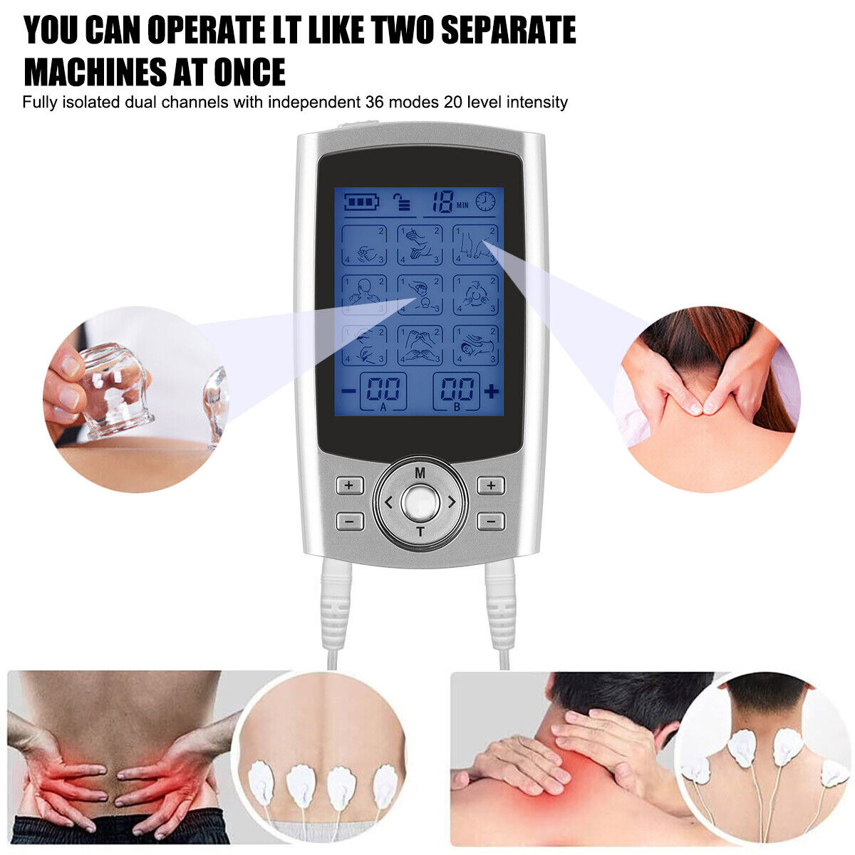Great Choice Products Tens Unit Muscle Stimulator Machine Pulse Massager Therapy Pain Relief -36 Modes