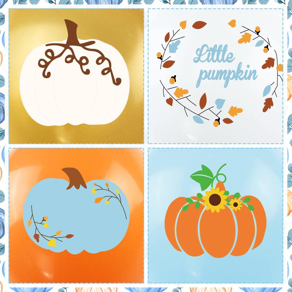 Great Choice Products Blue Little Pumpkin Balloons, Fall Balloons Maple Leaf Pumpkin Balloons Garland With Blue Silver Orange Confetti Balloons For…