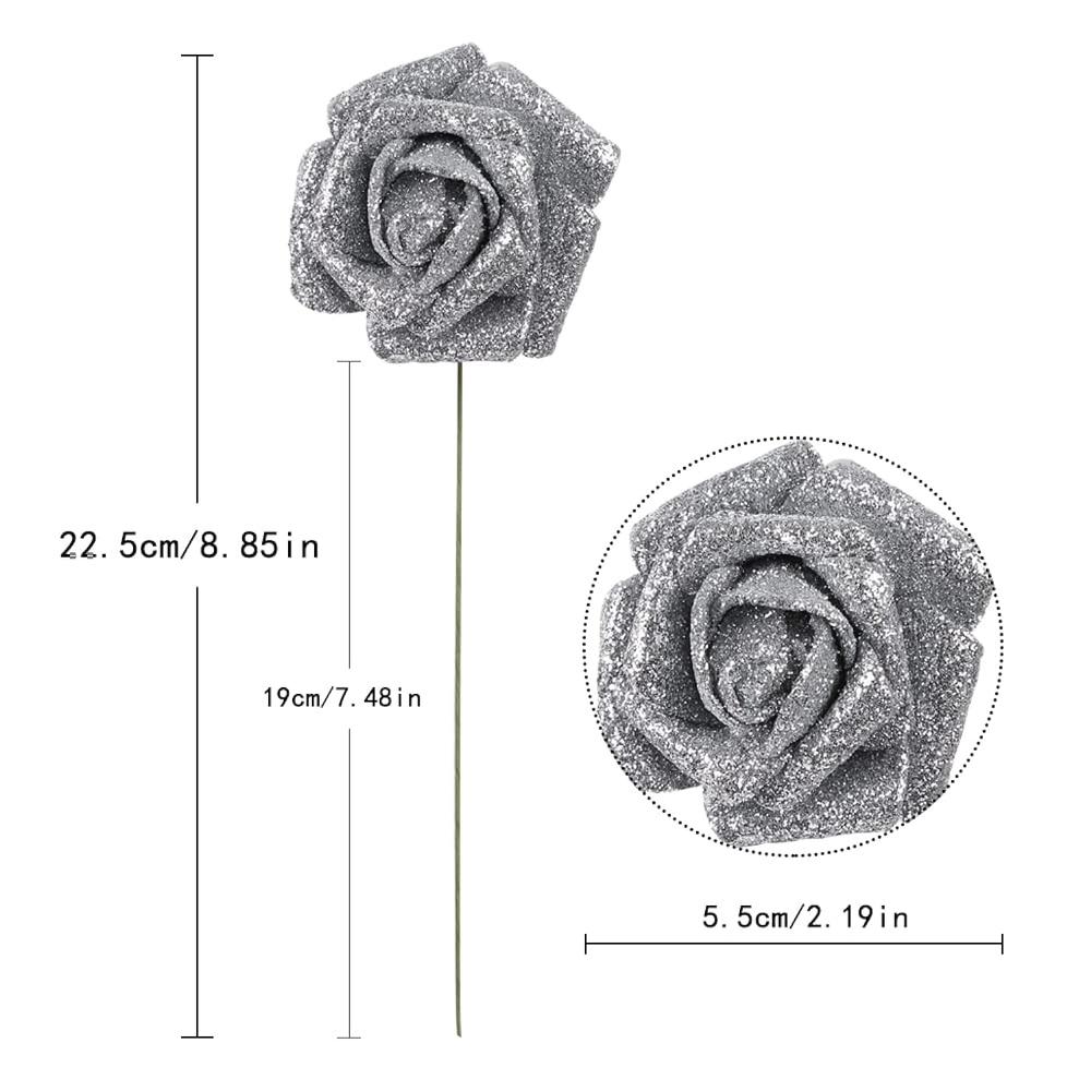 Great Choice Products Artificial Flowers, 25Pcs Foam Glitter Roses Glitter Foam Rose Foam Rose With Stem For Diy Wedding Bridal Bouquet Home Party …