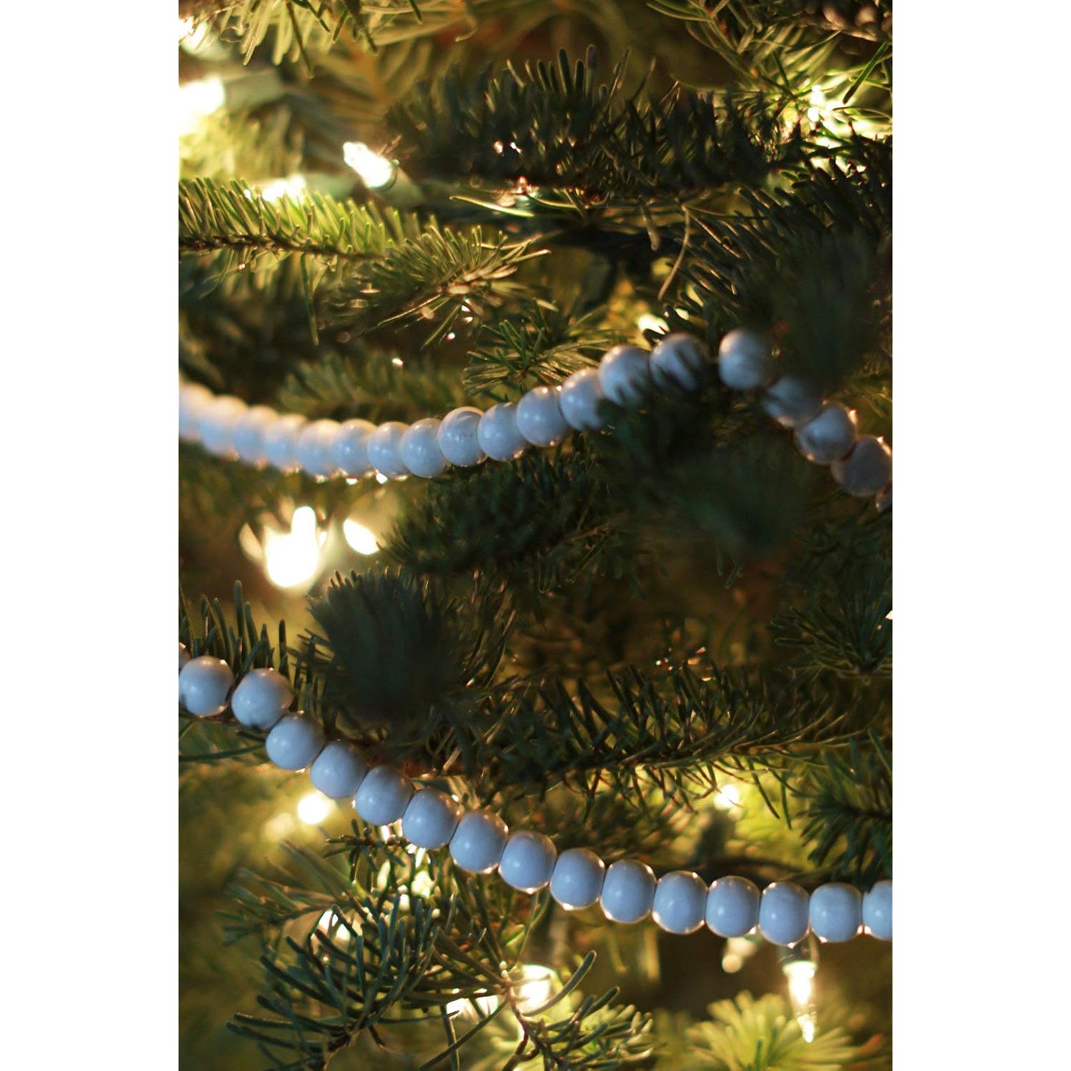 Great Choice Products 9Foot Long Rustic White Wood Bead Garland Christmas Tree Decoration  Decorative Vintage Style Wooden Everyday Shabby Chic Ele…