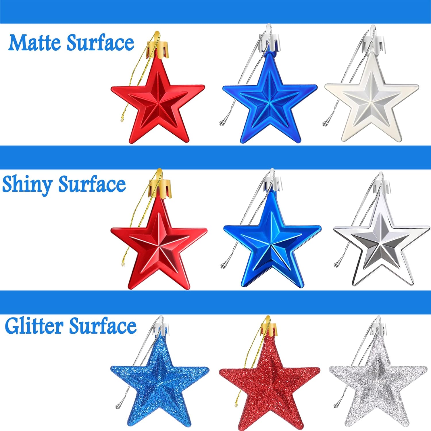 Great Choice Products 36Pcs Patriotic Star Ornaments Memorial Day Independence Day Labor Day Veterans Day Decorations For Home Party Christmas Tree…