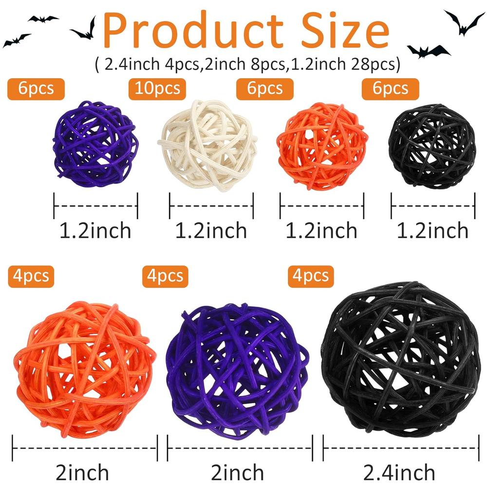 Great Choice Products Halloween Decorations Rattan Balls, 40 Pack Wicker Balls For Home Decor Party Ornaments Baby Shower Table Decor Decorative Or…