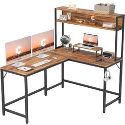 Great Choice Products L Shaped Desk With Hutch, 58" Corner Computer Desk With Drawer,Home Office Gaming Table Workstation With Storage Bookshelf