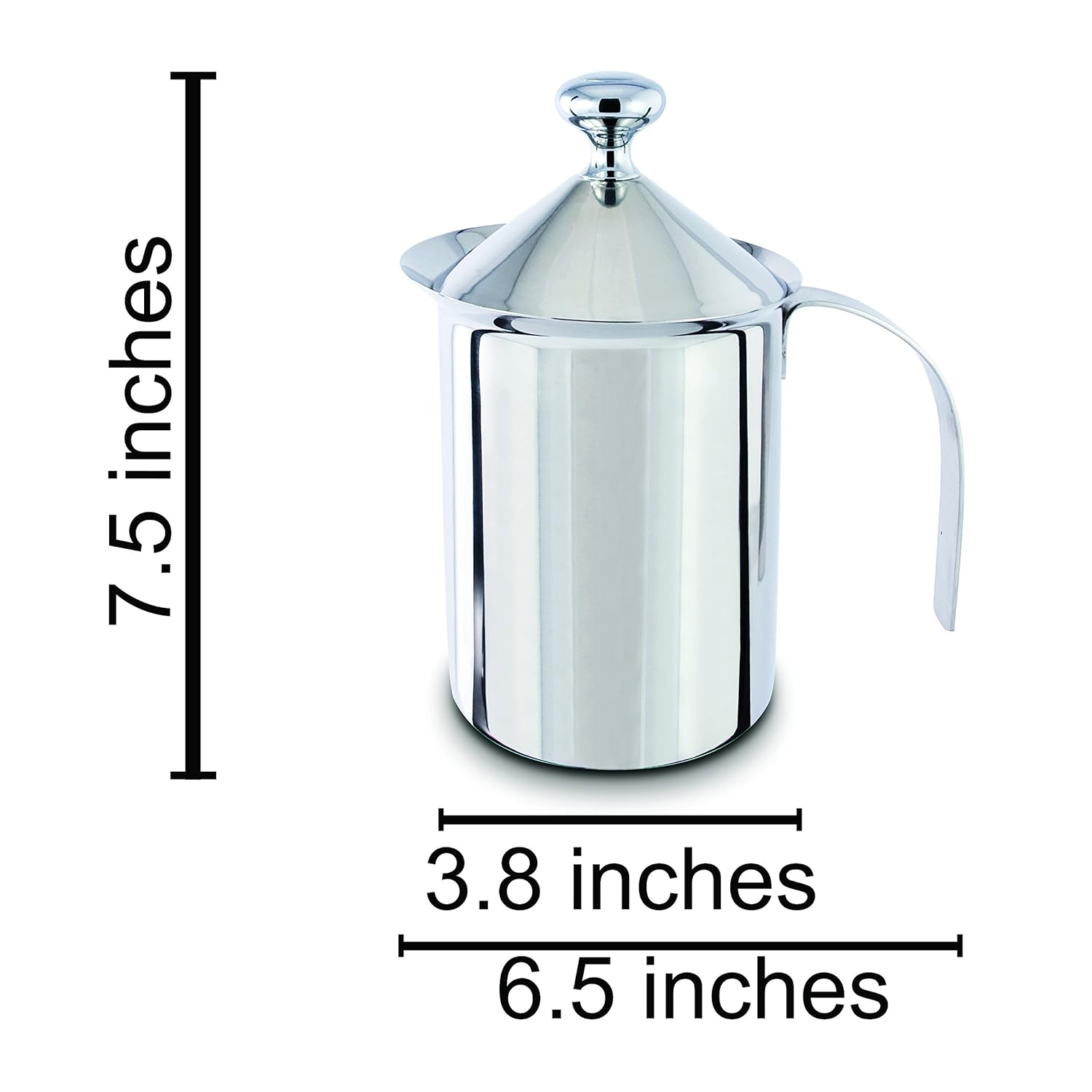 Great Choice Products Polished Stainless Steel Hand Pump Cappuccino Milk Frother, 27 Oz, 5" High