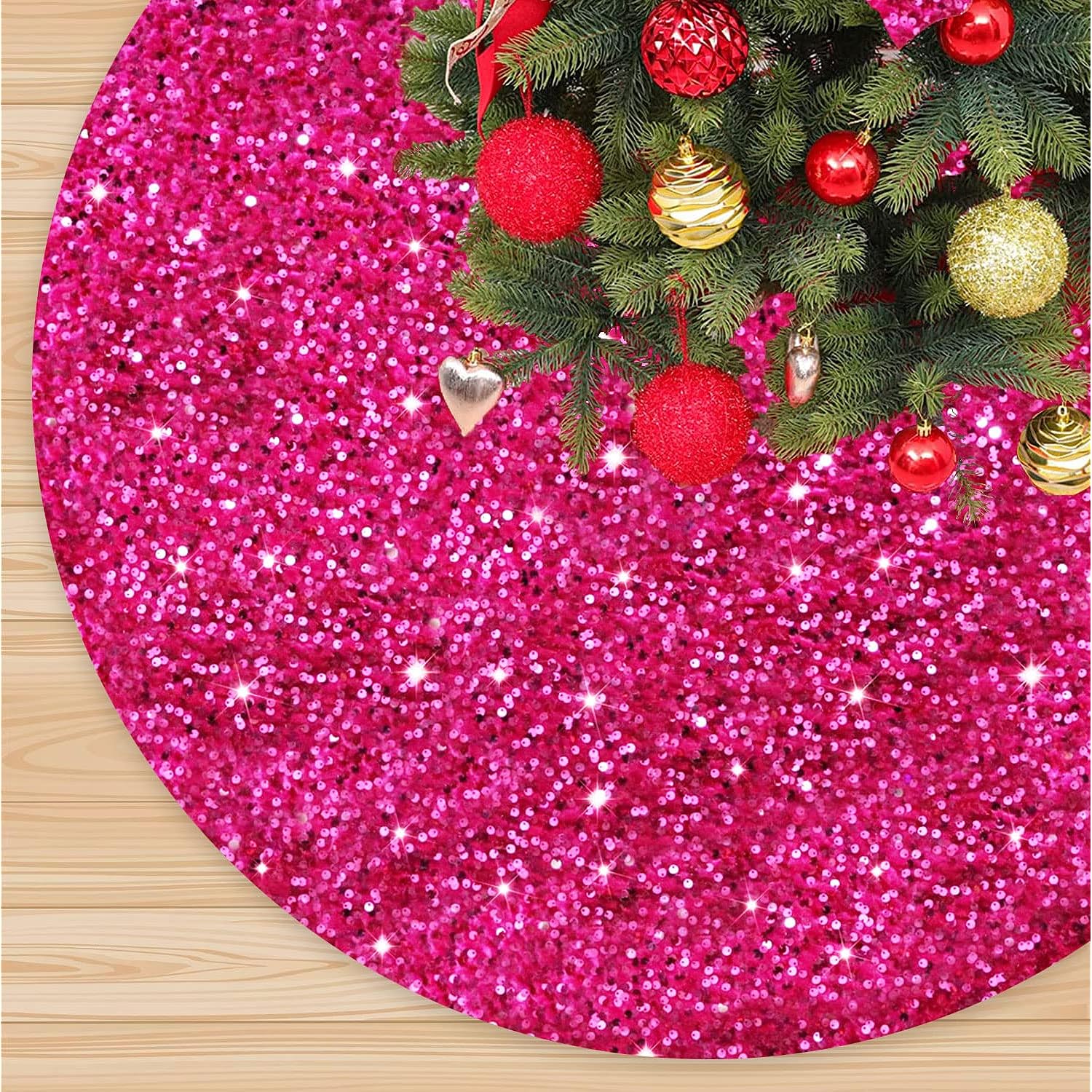 Great Choice Products Sequin Christmas Tree Skirt 36 Inch Velvet Tree Skirts For Halloween Christmas Decorations Vintage Tree Cover Skirt With Glit…