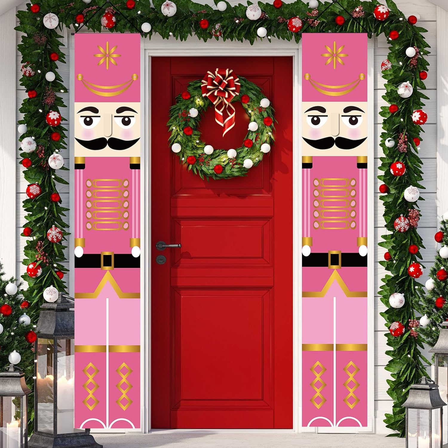 Great Choice Products Pink Nutcracker Christmas Decorations Pink Nutcracker Porch Banner Outdoor Christmas Nutcracker Decorations And Supplies For …