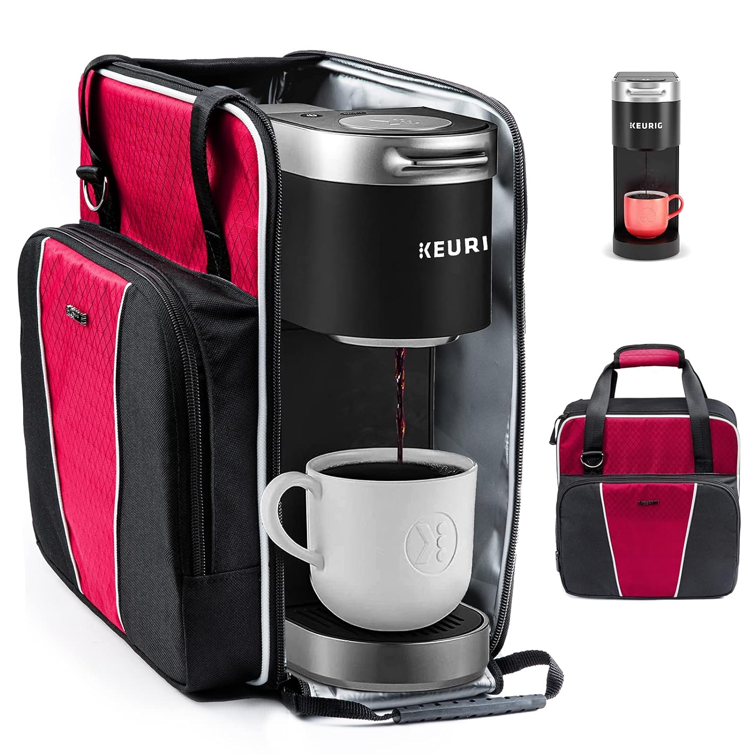 Great Choice Products Coffee Maker Travel Bag Compatible With Keurig KMini Or KMini Plus, Single Serve Coffee Brewer Carrying Case With Multiple Po…