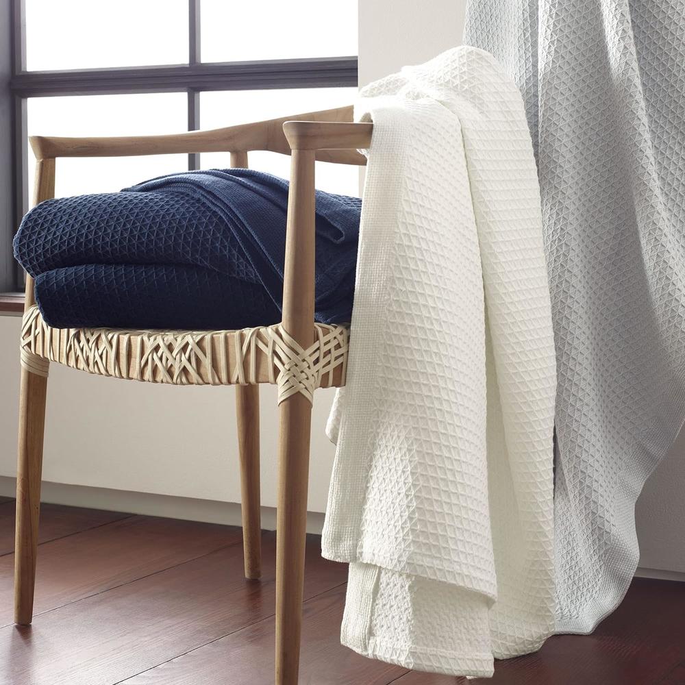 Nautica Queen Blanket, Cotton MediumWeight Bedding, Home Decor For All Seasons (Baird Navy, Queen)