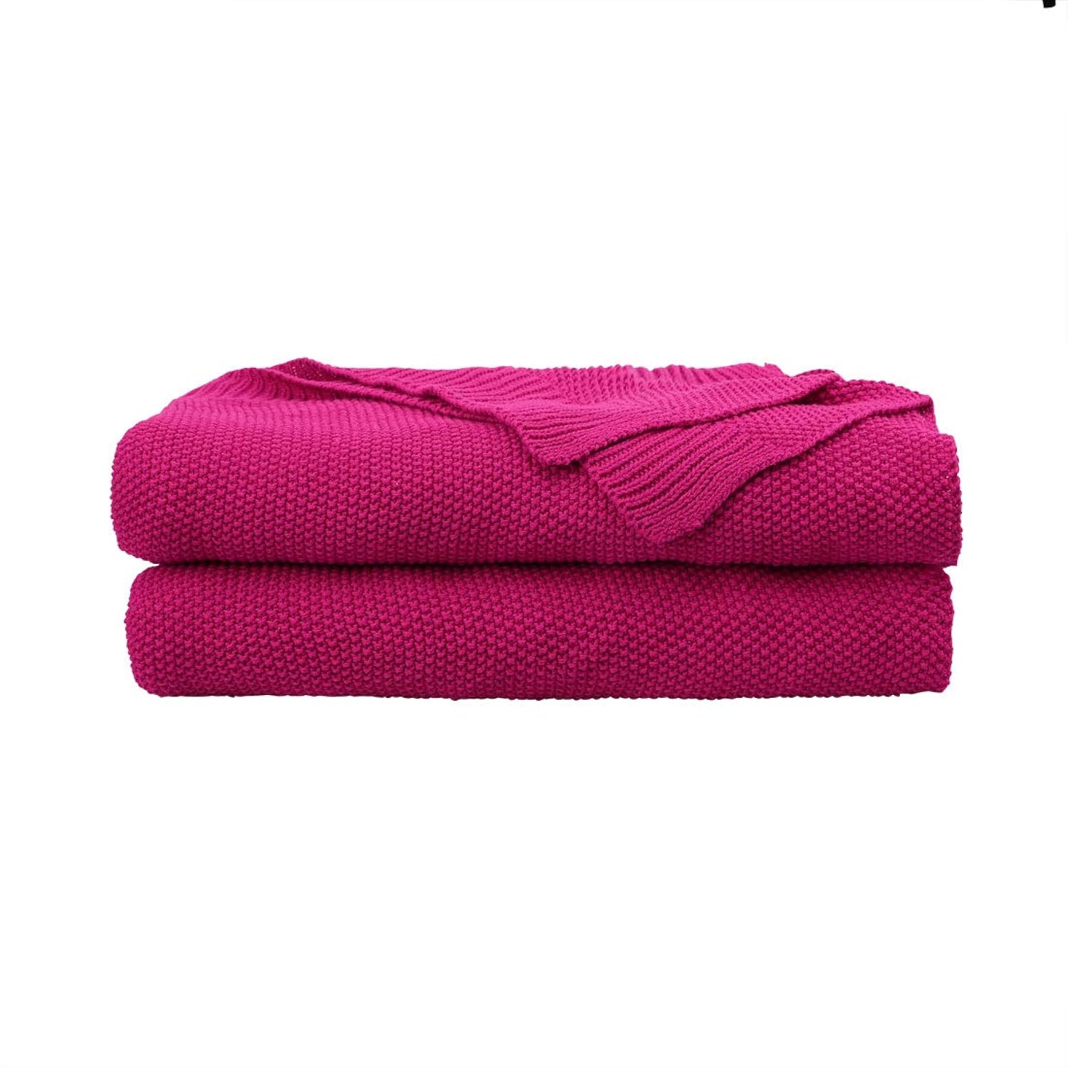 Great Choice Products 100% Cotton Knit Throw Blanket,Solid Lightweight Decorative Throws And Blankets,Soft Knitted Throw Blanket For Sofa Couch, Fu?