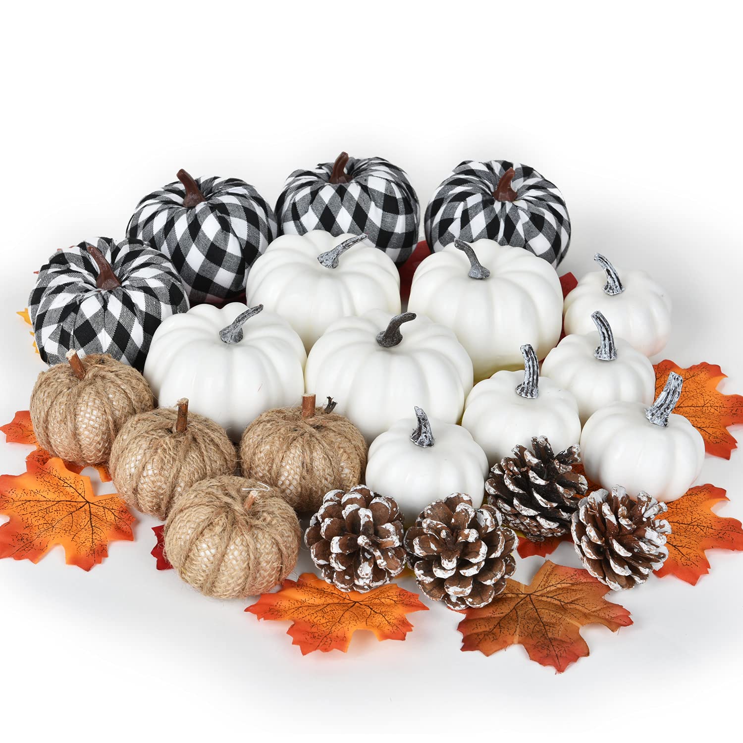 Great Choice Products 71 Pieces Artificial Pumpkins Maple Leaves Decoration Clearance, Fall Maple Leaves Velvet Pumpkin For Halloween Thanksgiving …
