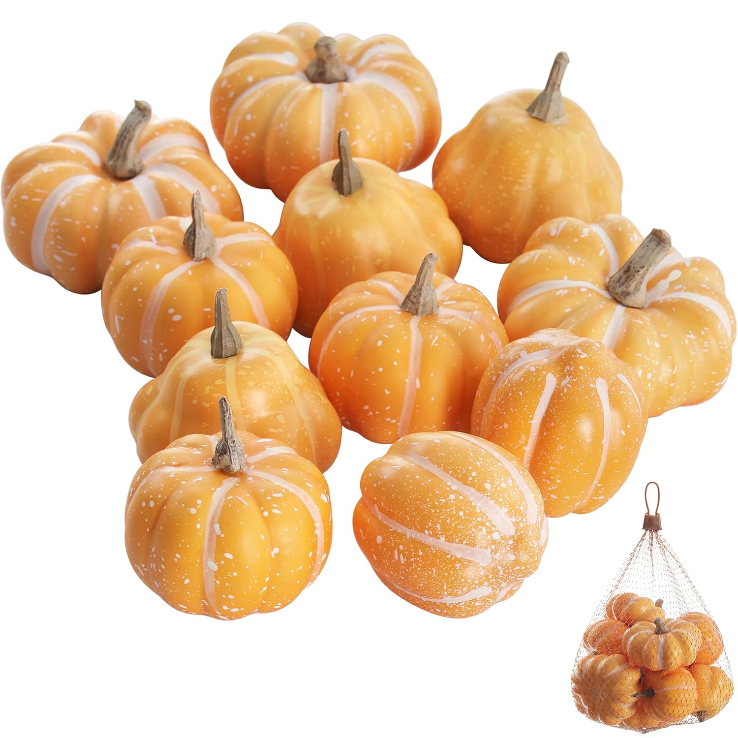 Great Choice Products Fall Decor, Pumpkin Decor, Mini Pumpkin, 11Pcs Artificial Pumpkin Set Decorations For Autumn, Realistic Pumpkins For Hallowee…