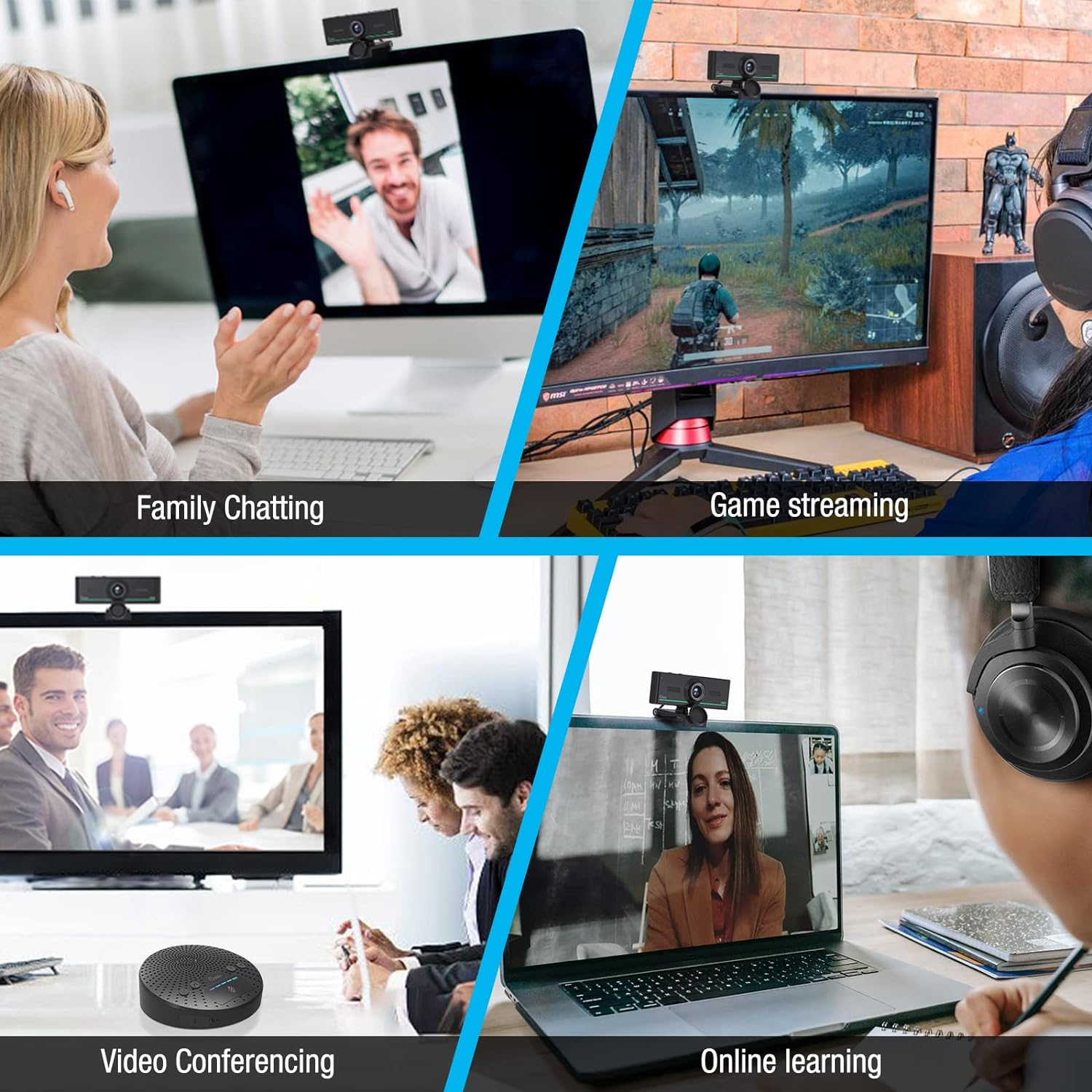 Zell Electronics Zell Audio Bluetooth Webcam With Mic For Desktop, Computer Webcam Connect Bluetooth Headset/Earphone/Speaker, Streaming Webca…