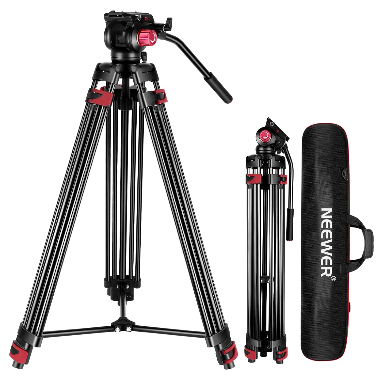 NEEWER Zell 79"/200Cm Video Tripod, Heavy Duty Aluminum Alloy Camera Tripod Stand With 360° Fluid Drag Head, Qr Plate Compatible Wit…