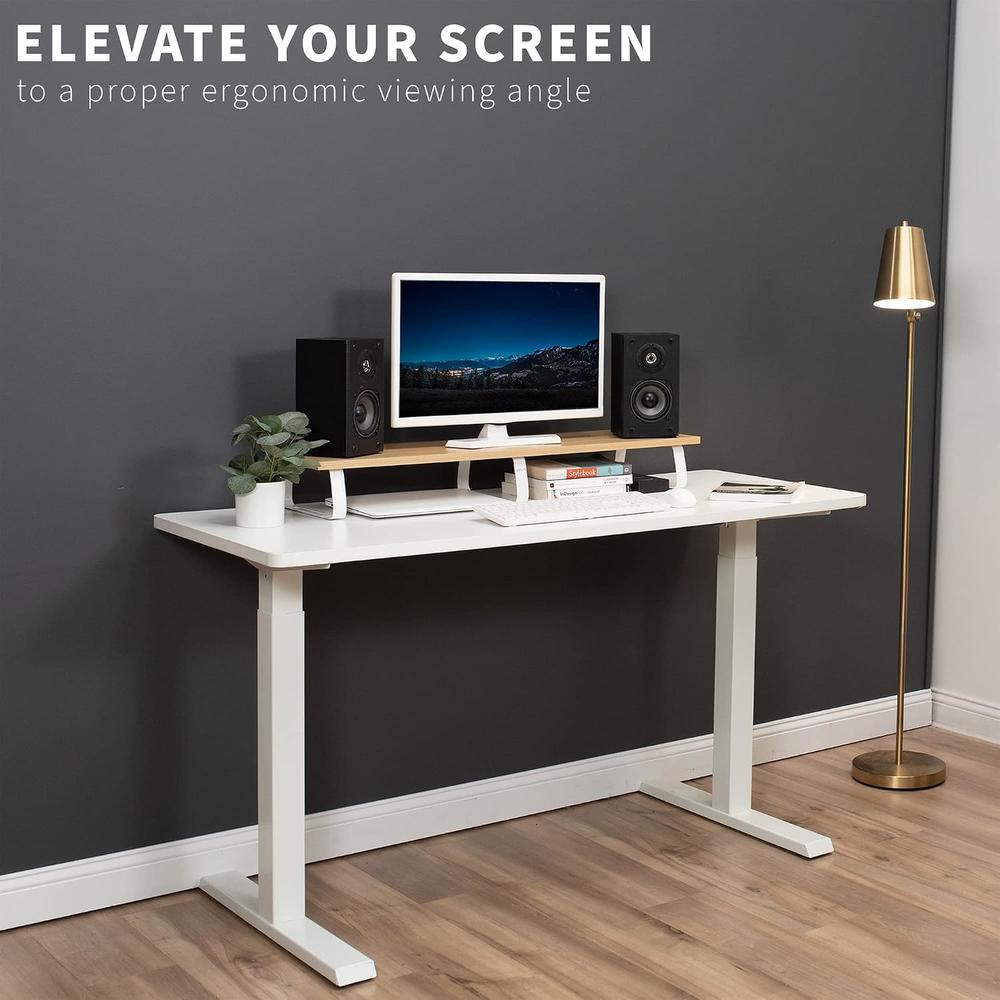 Extra Long Monitor Zell Electronics Zell 39 Inch Extra Long Monitor Stand, Wood And Steel ...